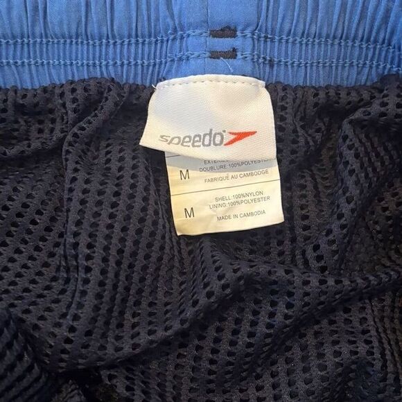 Speedo Men's Swim Trunks Medium Navy Blue Standard Elastic Waist Mesh Lining - Picture 5 of 11
